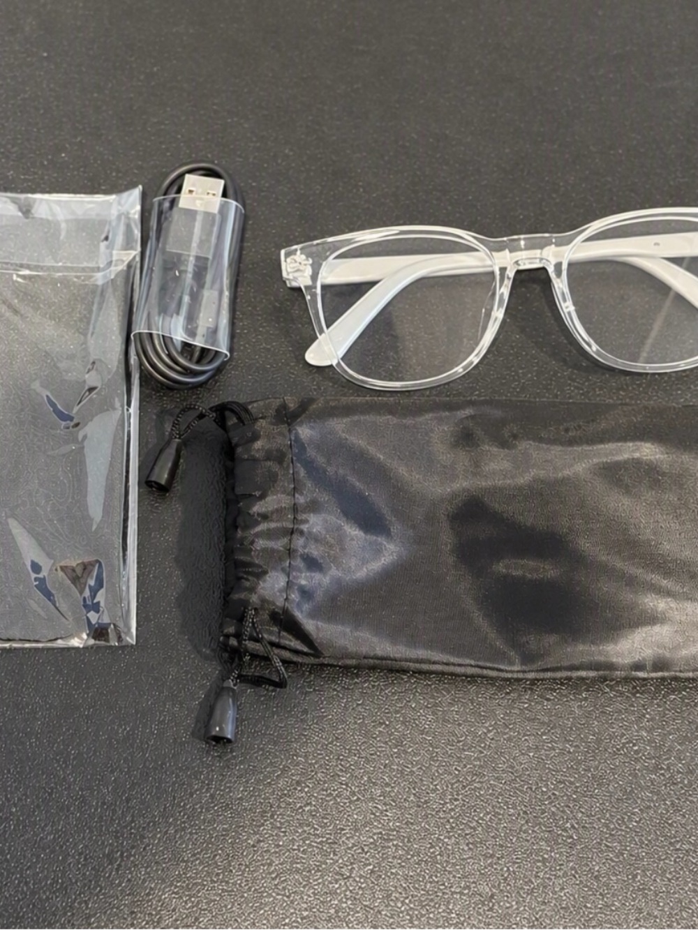 Clear Lens 1(E13C-C) Blue Light Blocking Smart Glasses - Clear Frame w/earbuds